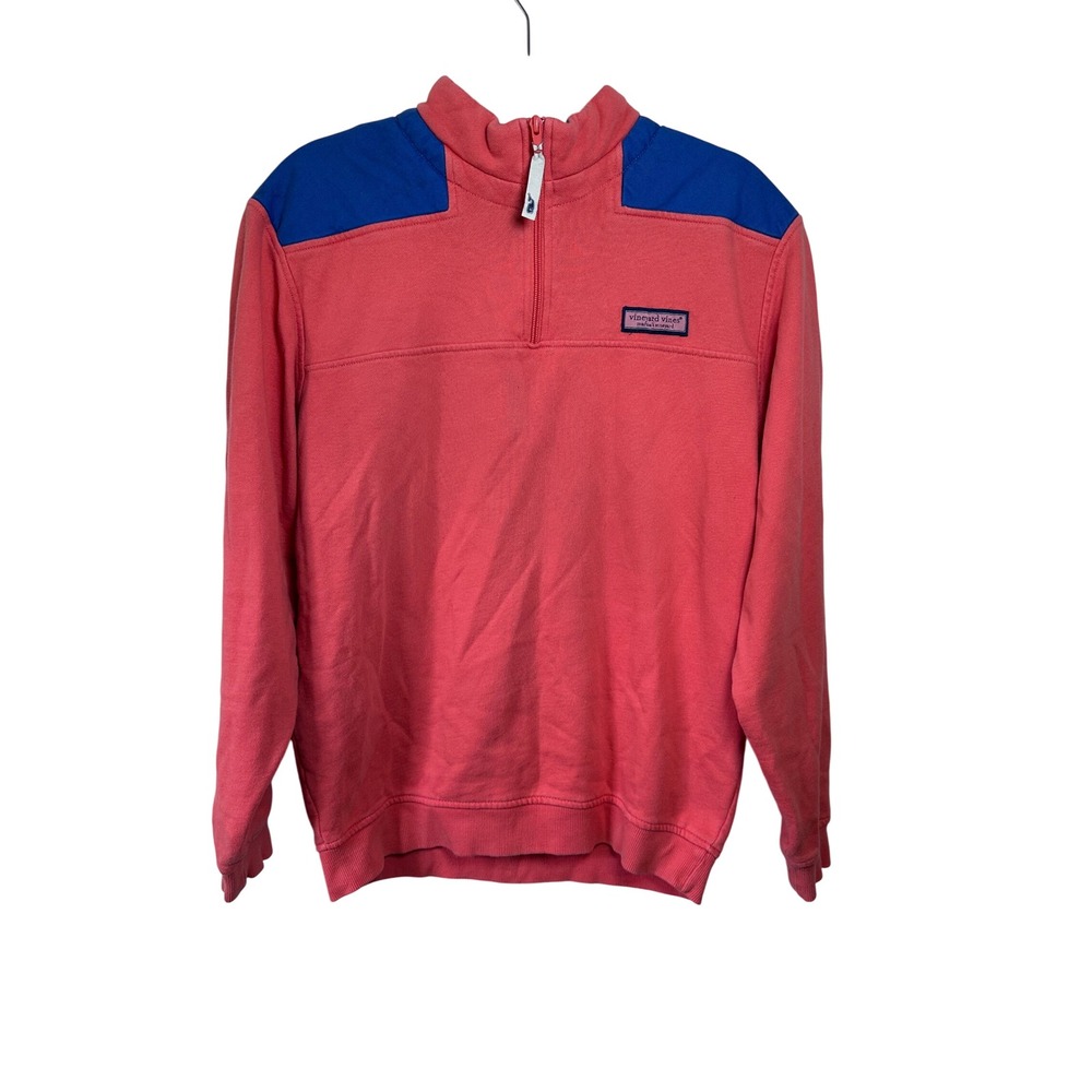 Vineyard Vines Mens QuarterZip Pullover Orange Blue Sweater Preppy Fall Football